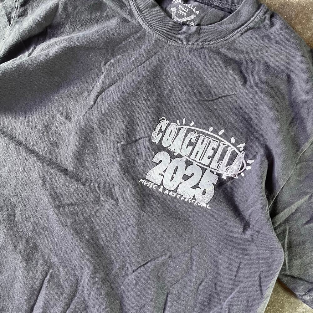 Modern 2025 Coachella cartoon road runner gray/white graphic festival T-shirt